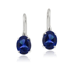 Sterling Silver Oval Gemstone or Cubic Zirconia Birthstone Leverback Earrings