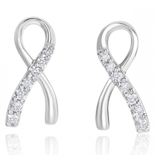 Sterling Silver Micropave CZ Ribbon Stud Earrings Wholesale