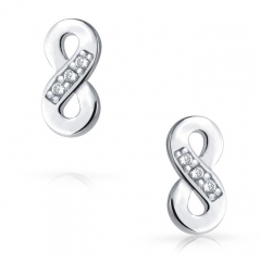 925 Sterling Silver CZ Infinity Symbol Figure Eight Small Stud Earrings
