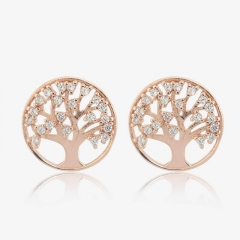 Rose Gold Tree Earrings Cubic Zirconia Tree of Life Earrings in 925 Silver