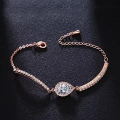 Cute Pear Shaped CZ Charm 18k Rose Gold Plated Women Adjust Chain Bracelets