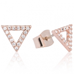 Rose Gold Plated Over Silver Open Triangle Cut-out Stud earrings