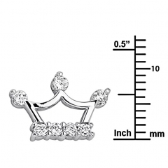 Sterling Silver Rhodium Plated Crown Stud Earrings Young Girl