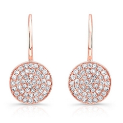 Sterling Silver Cubic Zirconia Round Circle Pave Disc Earrings