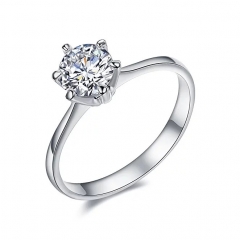 18k White Gold Plated Round Cubic Zirconia Solitaire Wedding Engagement Rings