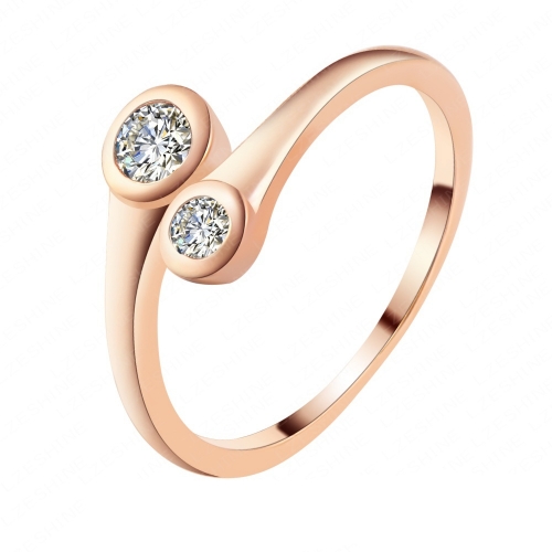 Rose Gold Over Sterling Silver White Cubic Zircon Finger Ring
