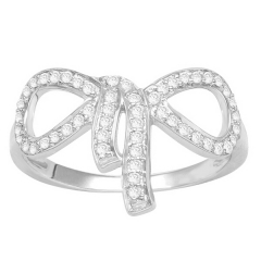 Sterling Silver White Cubic Zirconia Bow Ladies Ring