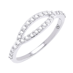 Simple Design Sterling Silver CZ Anniversary Stackable Open Ring