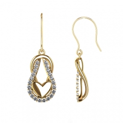 Love knot Earrings with CZ for 925 Silver Drop Earring 14K Gold Plated