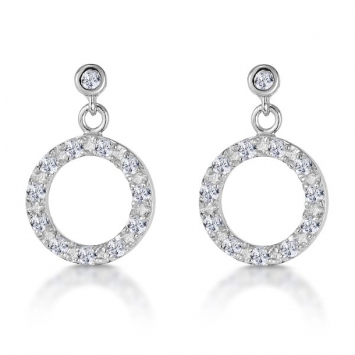 Circle Earrings Jewelry 925 Sterling Silver Cubic Zirconia AAA Circle Earrings Wholesale