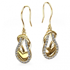 Love knot Earrings with CZ for 925 Silver Drop Earring 14K Gold Plated