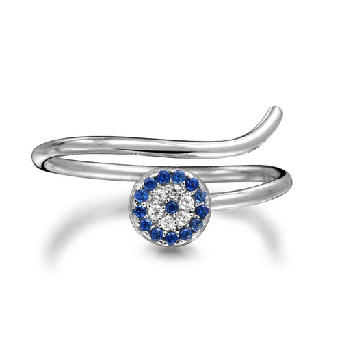 CZ Evil Eye Knuckle Ring Sterling Silver Thin Stackable Rings