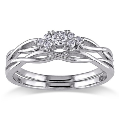 Latest White Gold Sterling Silver Fake Diamond Bridal Ring