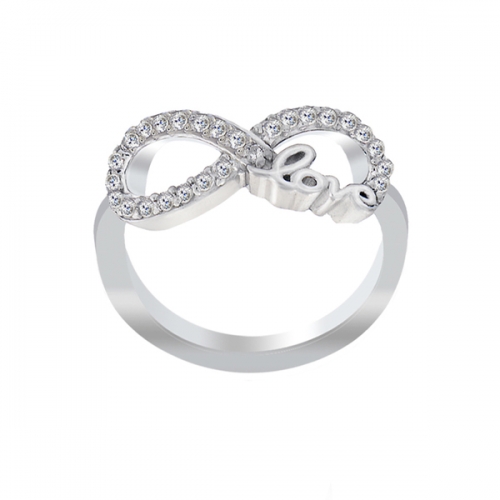 Customized Jewelry Sterling Silver Cubic Zirconia Infinity Love Ring