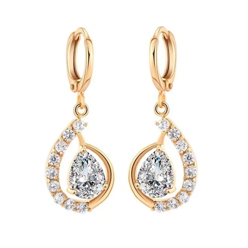 18K Gold Plated Cubic Zirconia Hoop Earrings Charming Dangle Earrings for Women