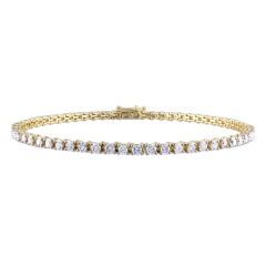 Handmade Jewelry Sterling Silver 14K Gold Diamond Tennis Bracelet