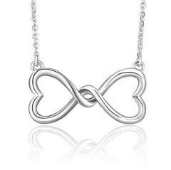 Sterling Silver Double Heart Infinity Necklace Women Jewelry