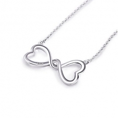 Sterling Silver Double Heart Infinity Necklace Women Jewelry