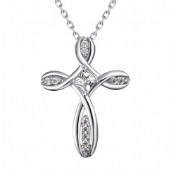 Fashion Cubic Zirconia Godyce Women Cross Necklace in 925 Sterling Silver