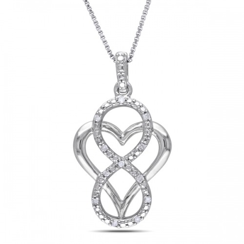 Sterling Silver Cubic Zirconia Accent Heart Infinity Necklace