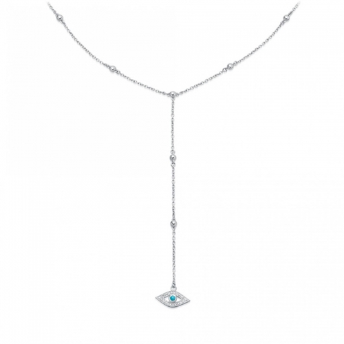 Interested in Silver Jewelry Evil Eye Beaded Lariat Chian with Low-hanging Charm Necklace