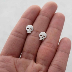 Christmas Jewelry Sterling Silver Mini Skull Stud Earrings HK