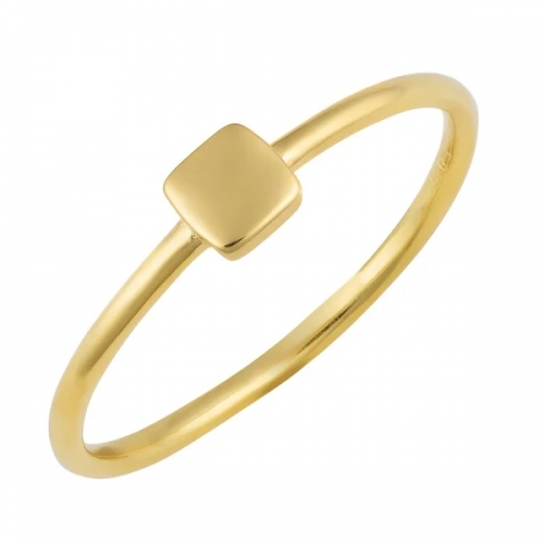 Simple Jewelry 14K Yellow Gold Over Sterling Silver Mini Square Ring