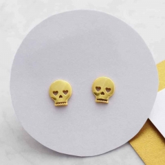 Christmas Jewelry Sterling Silver Mini Skull Stud Earrings HK