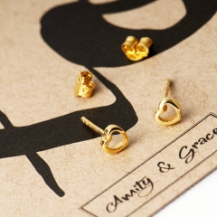 Jewelry Seller Dainty Heart Silver Stud Earrings for Gift