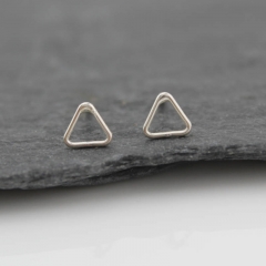 Earrings Design for Daily Use Silver Mini Geometric Triangle Studs for Kids