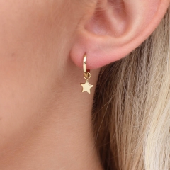 Jewelry Products Sterling Silver Star Charm Hoop Earrings for Girl