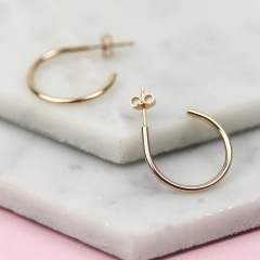 Handmade Sterling Silver Thin Wire Silver, Yellow Gold and Rose Hoop Earrings