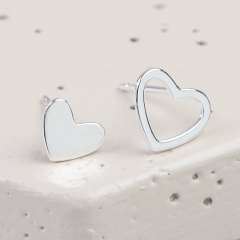 China Supplier Pretty Design Sterling Silver Heart Stud Earrings