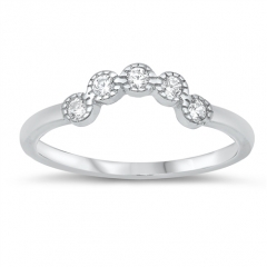 Ring Supplier Sterling Silver White Cubic Zirconia Curved Shaped Stackable Ring