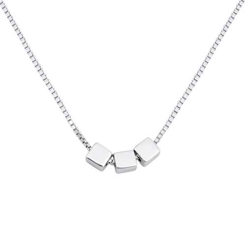 Dainty Design Sterling Silver Triple Cube Necklace on Sale