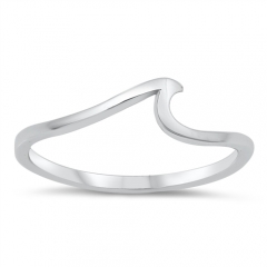 Sterling Silver Plain Ring High Polish Wave Design Ring