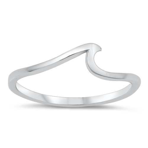 Sterling Silver Plain Ring High Polish Wave Design Ring