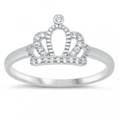 Stackable Cubic Zirconia Tiara Crown Wedding Band Ring for Women