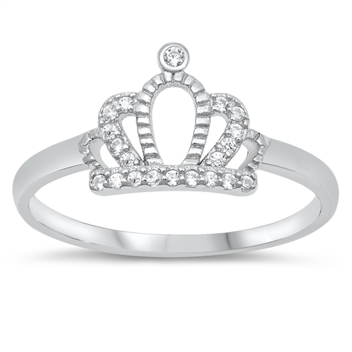 Stackable Cubic Zirconia Tiara Crown Wedding Band Ring for Women