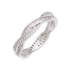 Top Sellers Design Silver or Rose Overlay 2 Row CZ Eternity Band Stackable Ring