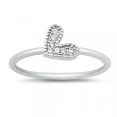 Best Selling Items Sterling Silver CZ Small Heart Simple Finger Ring