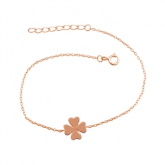 Customized Design Sterling Silver High Polish Four Leaf Clover Ladies Bracelet