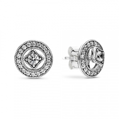 ALE S925 Sterling Silver Rose Gold Plated Vintage Allure Stud Earrings Clear CZ 280721CZ