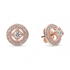 ALE S925 Sterling Silver Rose Gold Plated Vintage Allure Stud Earrings Clear CZ 280721CZ