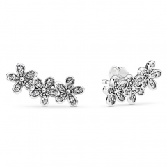 OEM, ODM Jewelry Dainty Sterling Silver Clear CZ Dazzling Daisy Clusters Stud Earrings 290744CZ