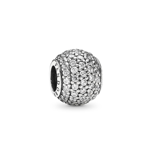 Abstract Pave ALE S925 Silver Ball Charm with Clear Cubic Zirconia 791051CZ