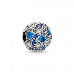 Abstract Pave ALE S925 Silver Blue Cosmic Stars Charm Charm Clip with Cubic Zirconia 791286NSBMX