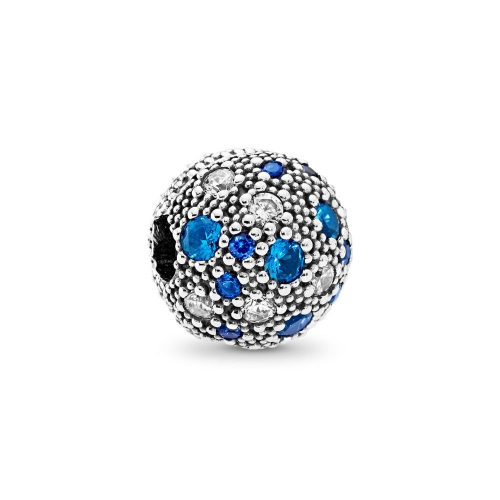 Abstract Pave ALE S925 Silver Blue Cosmic Stars Charm Charm Clip with Cubic Zirconia 791286NSBMX