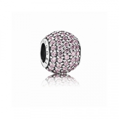 Abstract Pave ALE S925 Silver Ball Charm with Pink Cubic Zirconia 791051PCZ