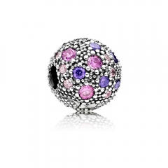 Abstract Pave ALE S925 Silver Ball Clip with Multi Colored Cubic Zirconia 791286CFPMX